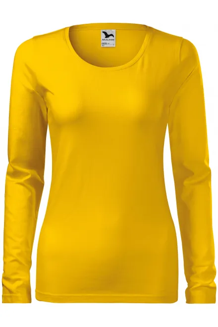 T-shirt aderente da donna con maniche lunghe - giallo, XS