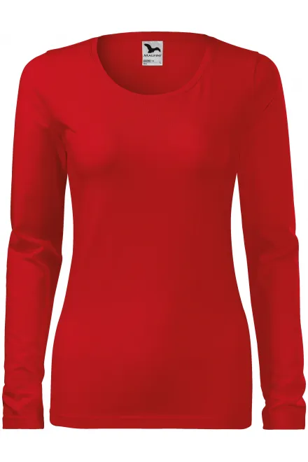 T-shirt aderente da donna con maniche lunghe - rosso, XS