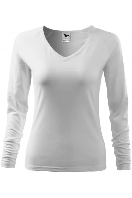 T-shirt aderente da donna, scollo a V - bianco, M