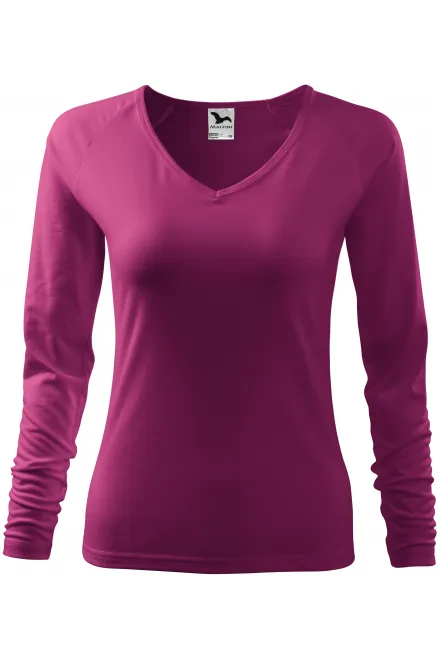 T-shirt aderente da donna, scollo a V - fucsia, M