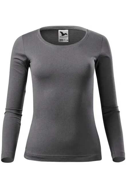 T-shirt da donna a maniche lunghe - grigio acciaio, XS