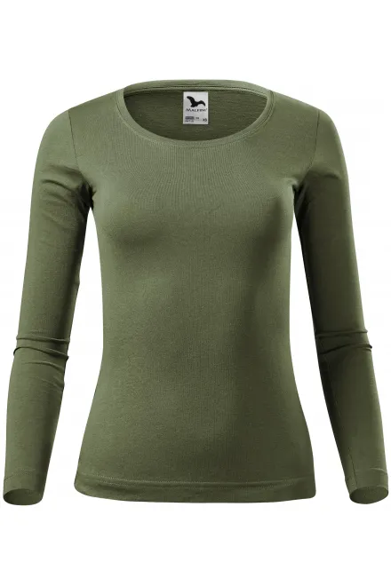 T-shirt da donna a maniche lunghe - khaki, XS