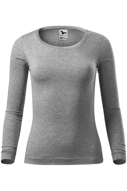 T-shirt da donna a maniche lunghe - marmo grigio scuro, XS
