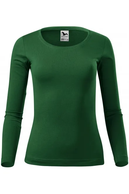 T-shirt da donna a maniche lunghe - verde bottiglia, XS