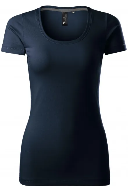 T-shirt da donna con cuciture decorative - blu ombre, XS