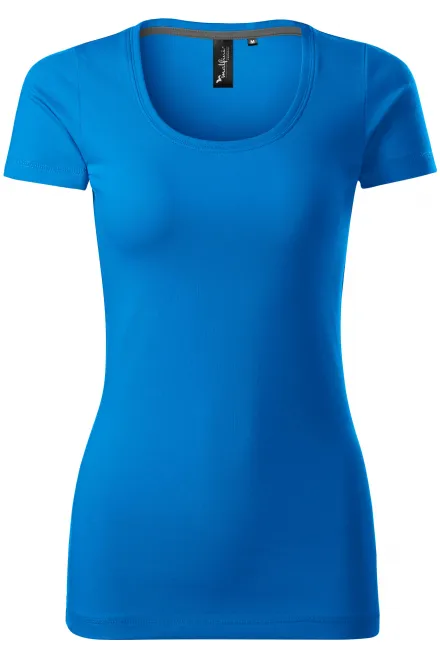 T-shirt da donna con cuciture decorative - oceano blu, XS