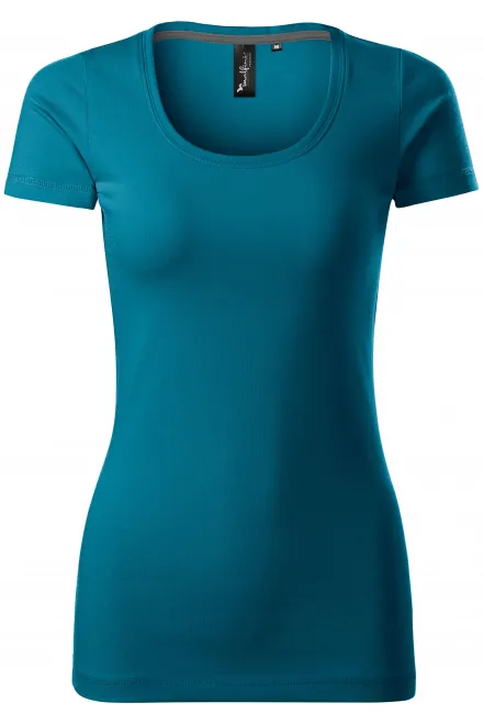T-shirt da donna con cuciture decorative - petrol blue, XS