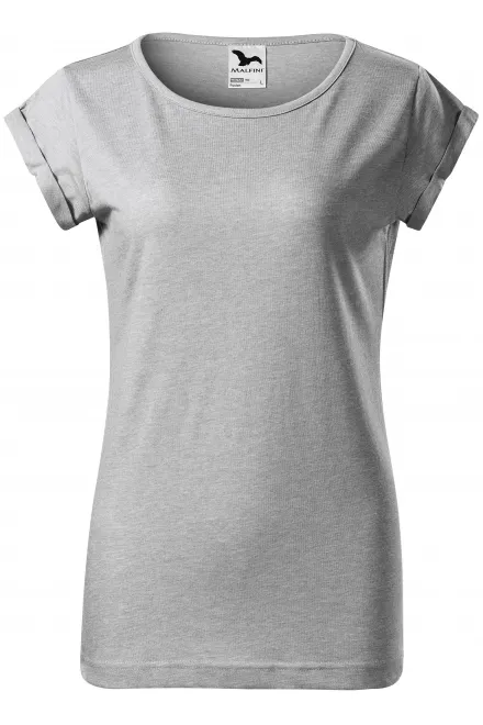 T-shirt da donna con maniche arrotolate - marmo argento, 2XL