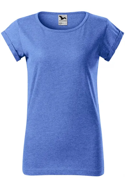 T-shirt da donna con maniche arrotolate - marmo blu, 2XL