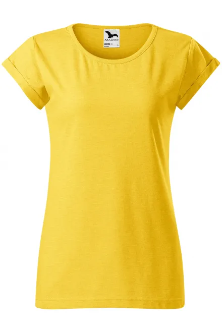 T-shirt da donna con maniche arrotolate - marmo giallo, 2XL