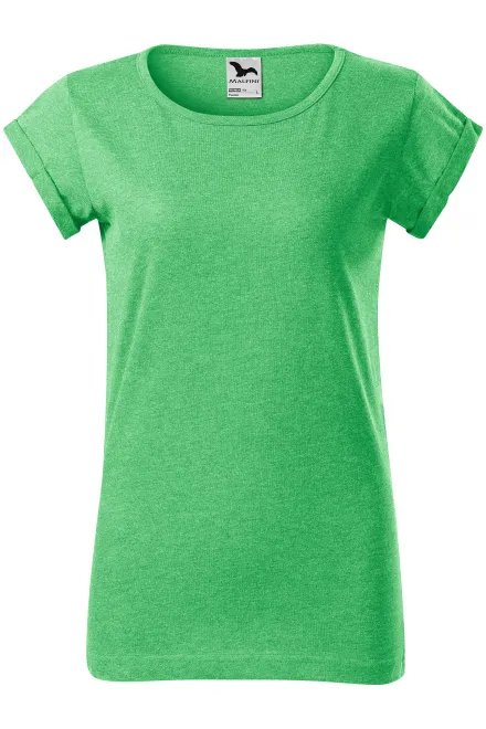 T-shirt da donna con maniche arrotolate - marmo verde, 2XL