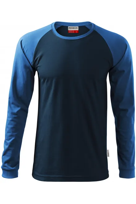 T-shirt da uomo a contrasto con maniche lunghe - blu scuro, 2XL