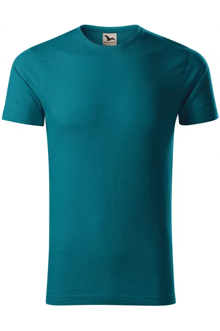 T-shirt da uomo, cotone organico testurizzato - petrol blue, L