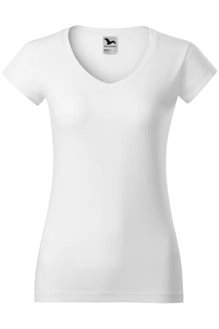T-shirt donna slim fit con scollo a V - bianco, XS