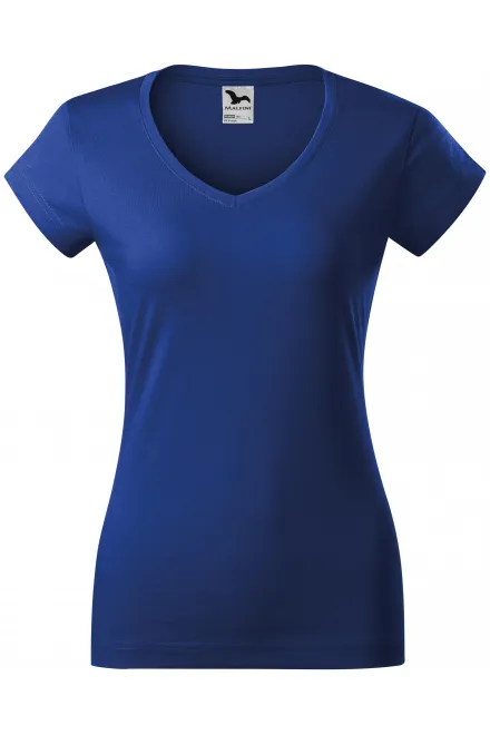 T-shirt donna slim fit con scollo a V - blu reale, XS