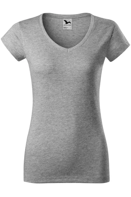 T-shirt donna slim fit con scollo a V - marmo grigio scuro, XS
