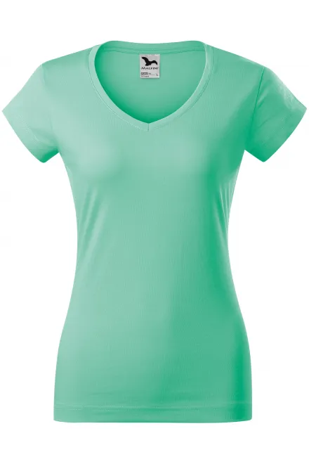 T-shirt donna slim fit con scollo a V - menta, XS