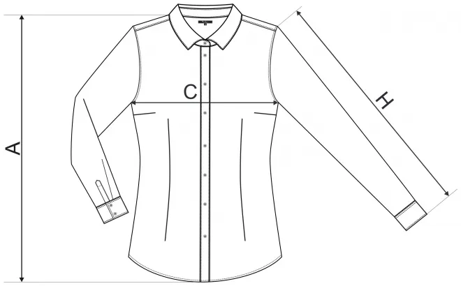 Camicetta a maniche lunghe da donna Vestibilità slim - tabella delle dimensioni