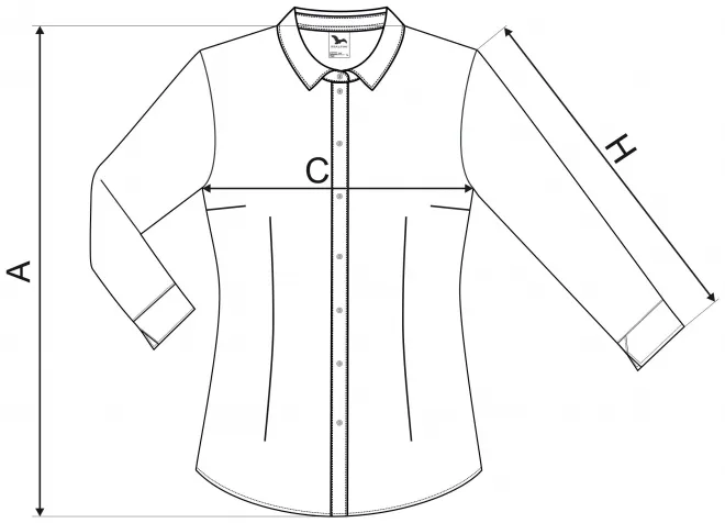 Camicetta da donna con maniche lunghe - tabella delle dimensioni