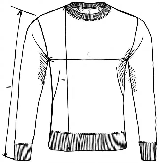 Felpa leggera - tabella delle dimensioni