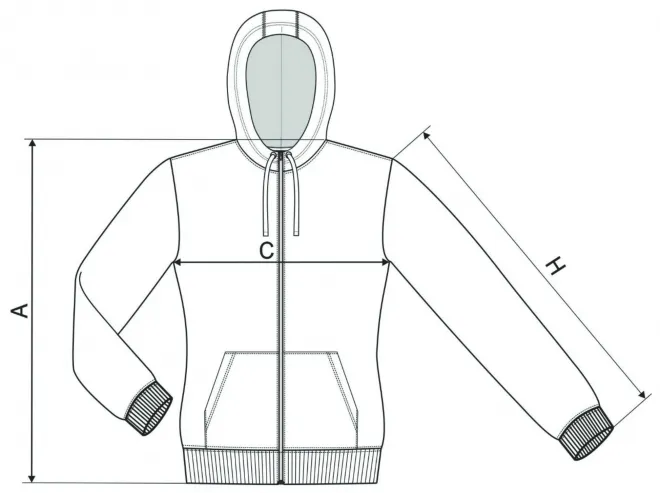 Felpa mimetica da donna - tabella delle dimensioni