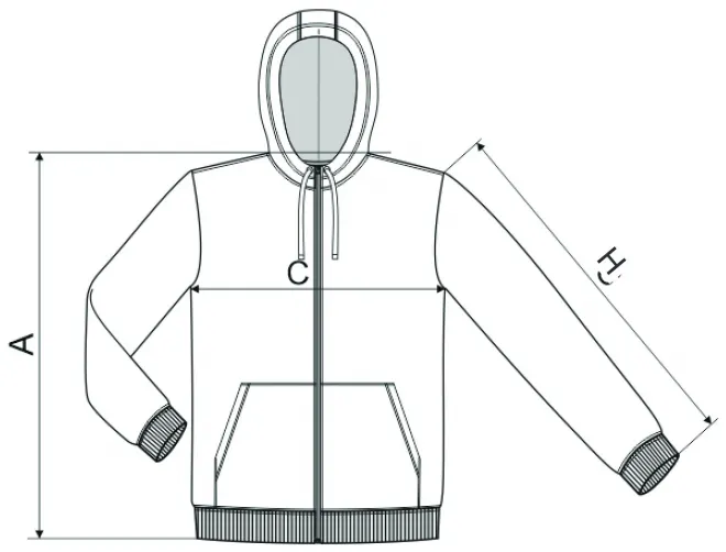 Felpa mimetica da uomo - tabella delle dimensioni