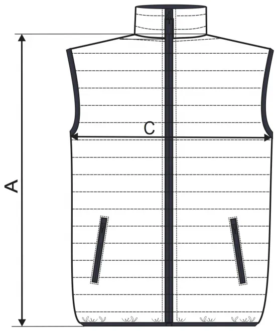 Gilet trapuntato da uomo - tabella delle dimensioni