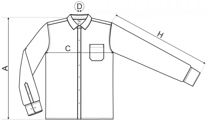 Maglia da uomo a maniche lunghe - tabella delle dimensioni