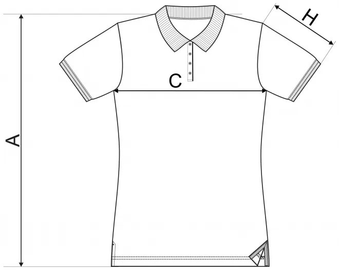 Polo da donna con colletto alzato - tabella delle dimensioni