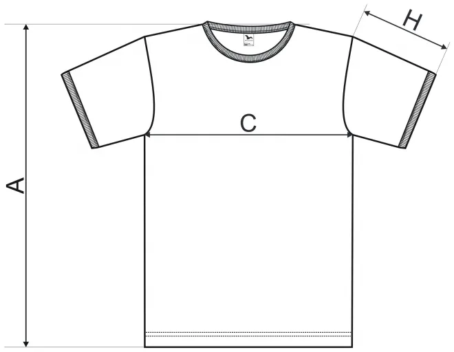 T-shirt a contrasto unisex - tabella delle dimensioni